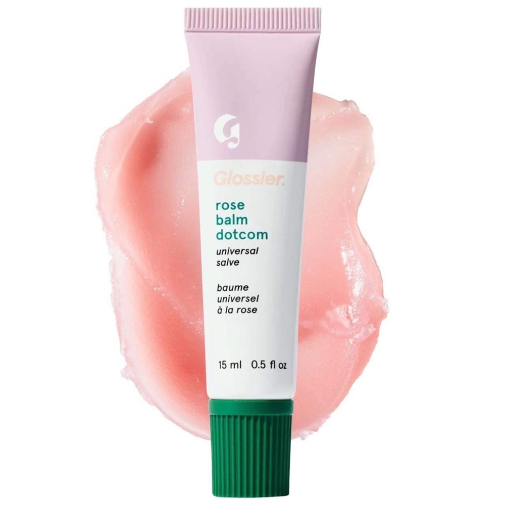 NIB Glossier Rose Balm Dotcom Lip Balm and Skin Salve 0.5 oz sheer pink